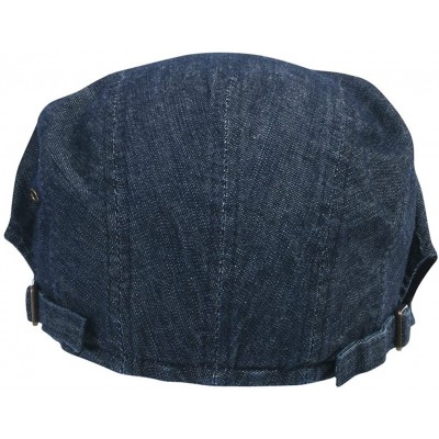 Newsboy Caps Denim Cotton Newsboy Flat Cap with Snapback Ivy Driver Hunting Hat - Dark Blue - CF11CWXCH33 $24.65