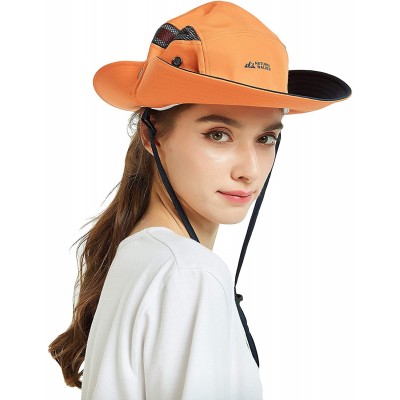 Sun Hats Unisex Summer Sun Hat Wide Brim UV Protection Mesh Bucket Cap Adjustable Fishing Cap - Orange - C718RZ0I43I $10.99