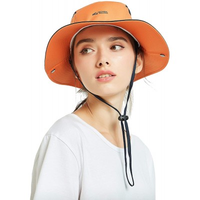 Sun Hats Unisex Summer Sun Hat Wide Brim UV Protection Mesh Bucket Cap Adjustable Fishing Cap - Orange - C718RZ0I43I $10.99