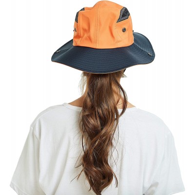 Sun Hats Unisex Summer Sun Hat Wide Brim UV Protection Mesh Bucket Cap Adjustable Fishing Cap - Orange - C718RZ0I43I $10.99