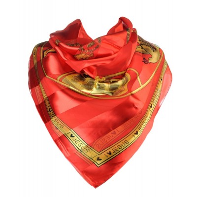 Headbands Versatile I Love Jesus 42" Satin Headwrap Square Scarf-Red - Red - CK12HH97745 $8.84