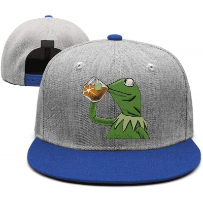 Baseball Caps The Frog "Sipping Tea" Adjustable Strapback Cap - 1000funny-green-frog-sipping-tea-20 - CR18ICOO7L5 $18.14