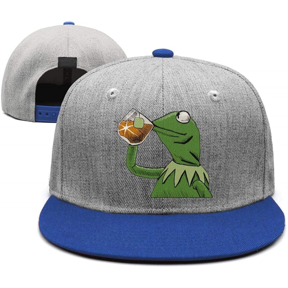 Baseball Caps The Frog "Sipping Tea" Adjustable Strapback Cap - 1000funny-green-frog-sipping-tea-20 - CR18ICOO7L5 $18.14