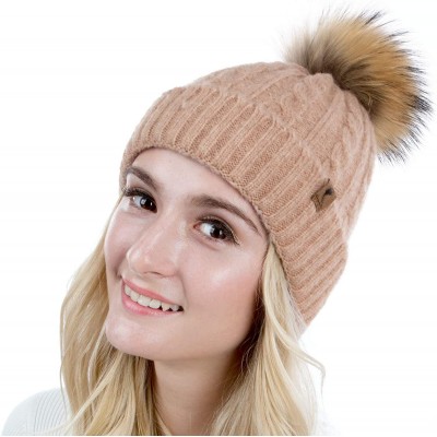 Skullies & Beanies Cute Beanie Hats for Womens Pom Pom Hat Knit Hat Thermal Ski Hat - Pink - CS18TNGLTE5 $17.13
