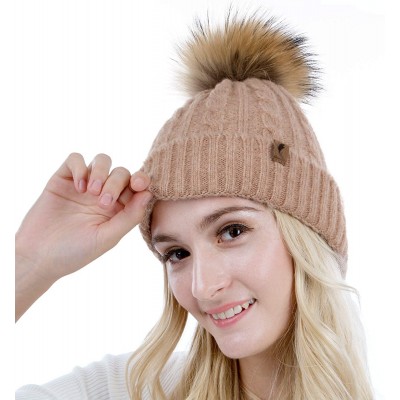 Skullies & Beanies Cute Beanie Hats for Womens Pom Pom Hat Knit Hat Thermal Ski Hat - Pink - CS18TNGLTE5 $9.57