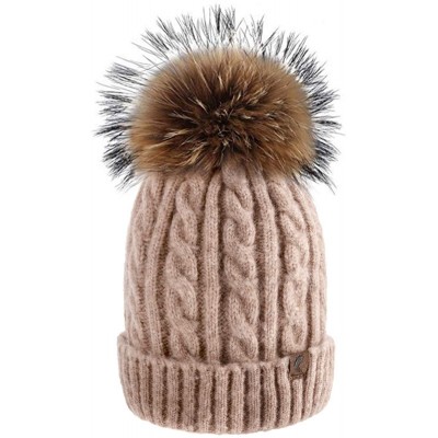 Skullies & Beanies Cute Beanie Hats for Womens Pom Pom Hat Knit Hat Thermal Ski Hat - Pink - CS18TNGLTE5 $9.57