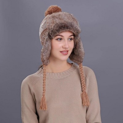 Skullies & Beanies Women Knit Wool Beanie Hat Winter Warm Ski Cap with Ear Flaps - Khaki - C2187NR92TU $11.22