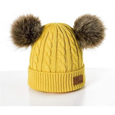 Skullies & Beanies Baby Pompom Beanie Hat-Winter Infant Toddler Knitting Woolen Hat with Warm Fur Ball - A-yellow - CG192R3I7...