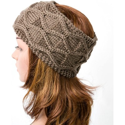 Cold Weather Headbands Women's Chunky Cable Knitted Turban Headband Ear Warmer Head Wrap - 5 Brown - CV186W3OK8T $15.75