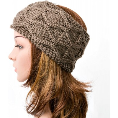 Cold Weather Headbands Women's Chunky Cable Knitted Turban Headband Ear Warmer Head Wrap - 5 Brown - CV186W3OK8T $15.75