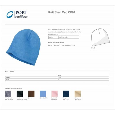 Skullies & Beanies Port & Company Men's Knit Skull Cap - Stone - C211QDS284L $7.53