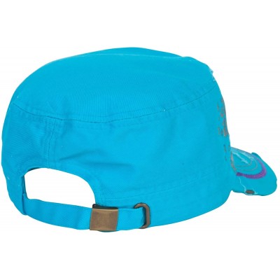 Newsboy Caps Sports Mom Distressed Adjustable Cadet Cap - Turquoise - Cheer Mom - CX17WWCSO4Q $16.64