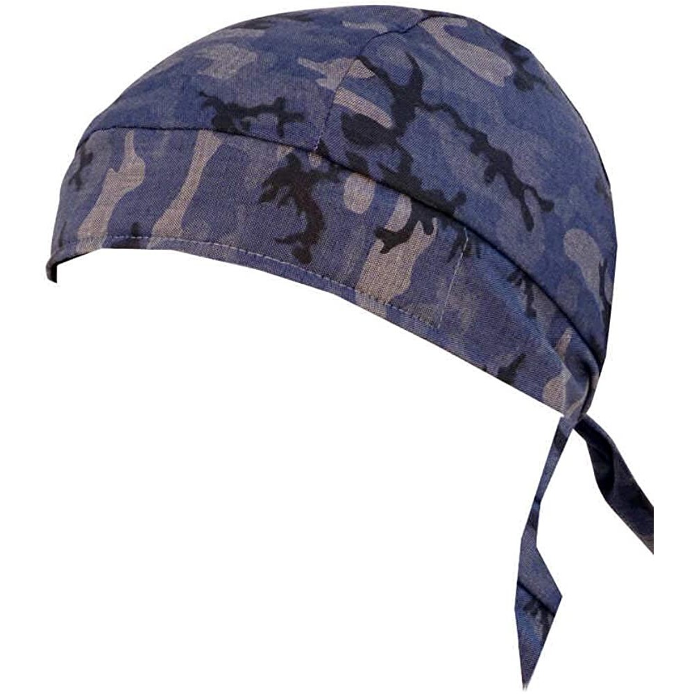 Baseball Caps Skull Cap Biker Caps Headwraps Doo Rags - Distressed Blue Camo - CL18YSHUEYH $10.02