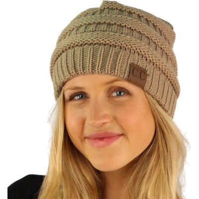 Skullies & Beanies Fleeced Fuzzy Lined Unisex Chunky Thick Warm Stretchy Beanie Hat Cap - Solid Taupe - C818AAK5GMG $12.77