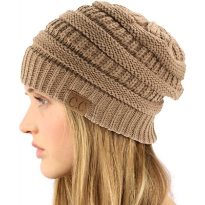 Skullies & Beanies Fleeced Fuzzy Lined Unisex Chunky Thick Warm Stretchy Beanie Hat Cap - Solid Taupe - C818AAK5GMG $12.77