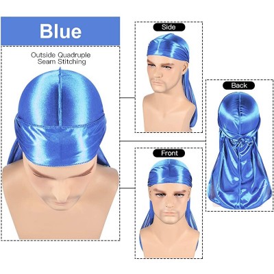 Skullies & Beanies 3PCS Silky Durags Pack for Men Waves- Satin Doo Rag- Award 1 Wave Cap - A-1style B - C418TO4G7DH $18.57