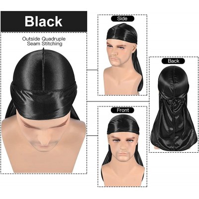 Skullies & Beanies 3PCS Silky Durags Pack for Men Waves- Satin Doo Rag- Award 1 Wave Cap - A-1style B - C418TO4G7DH $18.57