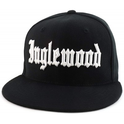 Baseball Caps City Name Old English Embroidered Flat Bill Snapback Cap - Black/Inglewood - C712F0NUG4X $14.95