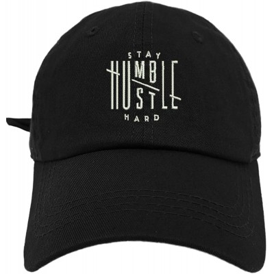 Baseball Caps Humble Stay Hard Logo Style Dad Hat Washed Cotton Polo Baseball Cap - Black - C9187Y9CGUH $21.32