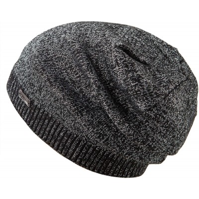 Skullies & Beanies Unique Silver Threads Knit Hats Angora Slouchy Beanie for Women Winter Skull Caps Big Head - Black/Silver ...