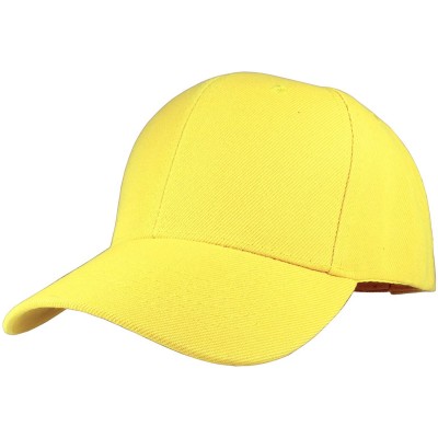 Baseball Caps Plain Blank Baseball Caps Adjustable Back Strap Wholesale Lot 6 Pack - Yellow - C318U9QU9SS $15.56