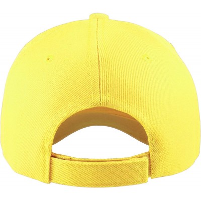 Baseball Caps Plain Blank Baseball Caps Adjustable Back Strap Wholesale Lot 6 Pack - Yellow - C318U9QU9SS $15.56