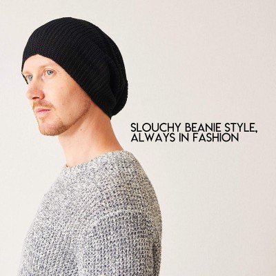 Skullies & Beanies Silk Slouchy Beanie Womens - Mens Slouch Hat Summer Chemo Cap Silk Knit - Black - C218L7C08EC $49.31