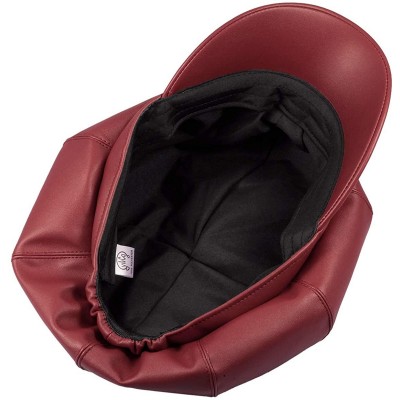 Newsboy Caps Women Newsboy Hats- Visor Beret Cabbie Hat 8 Panel Ivy Cap PU Leather - Red - CL18KNH7QKN $18.42