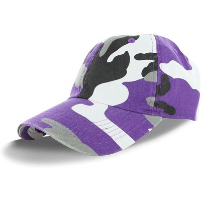 Baseball Caps Plain 100% Cotton Adjustable Baseball Cap - Purple Camo - CV11WLFMIBD $7.47