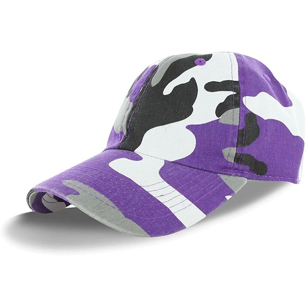 Baseball Caps Plain 100% Cotton Adjustable Baseball Cap - Purple Camo - CV11WLFMIBD $7.47