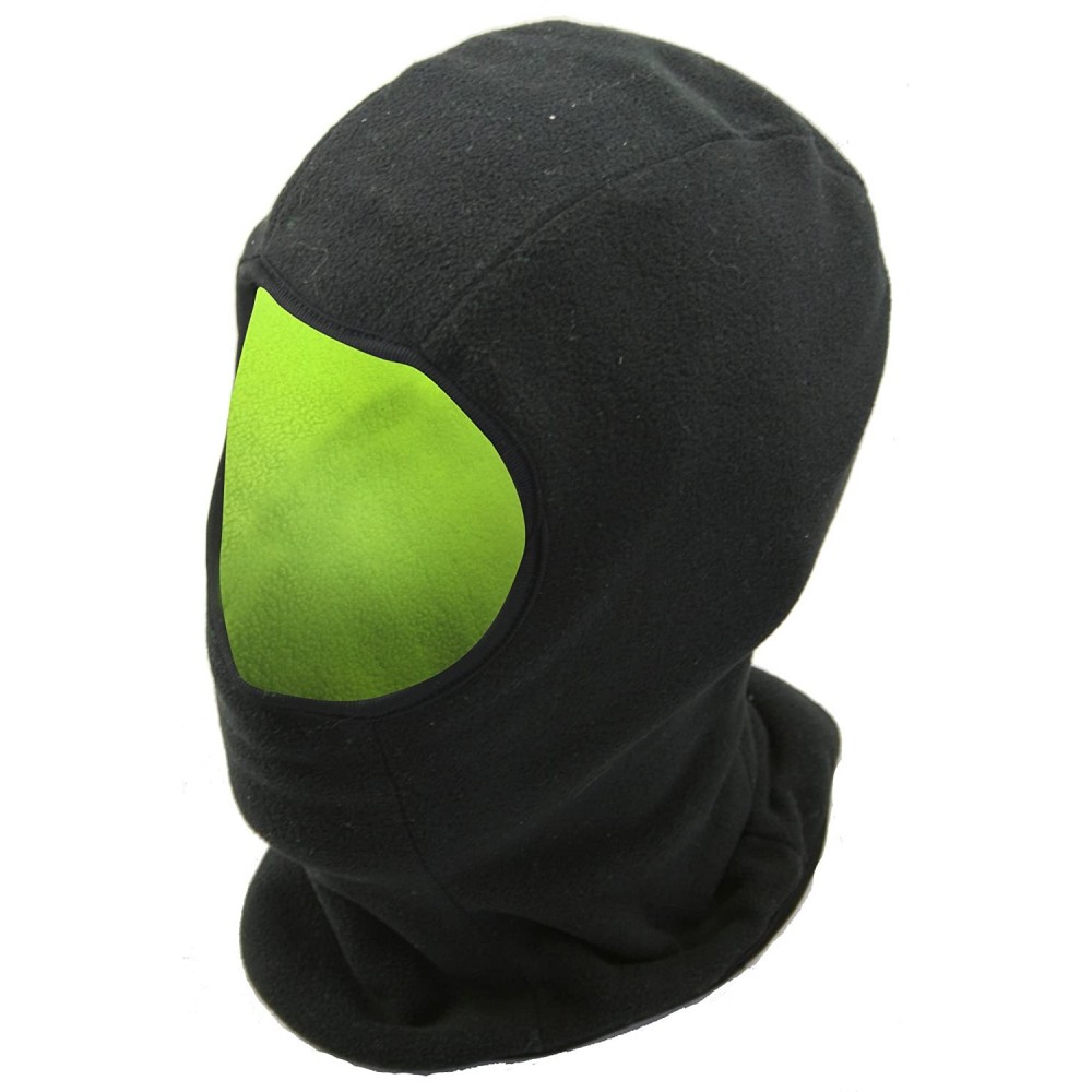 Balaclavas Mens Reversible Fleece Thermal Balaclava (Black Front & Neon Back) - Black/Neon - CC11GN0O1JT $7.09