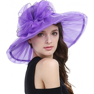 Sun Hats Women's Kentucky Derby Fascinators Church Wedding Easter Tea Party Hat - Purple - CL124ASWCQX $15.80