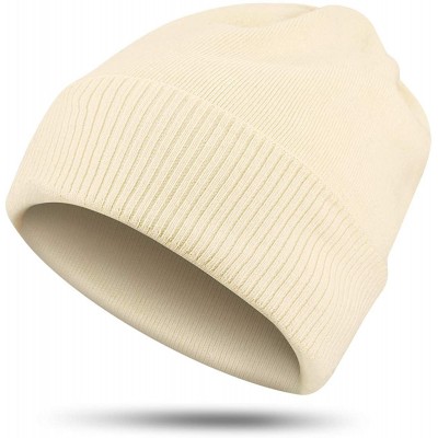 Skullies & Beanies Winter Beanie Hat Unisex Knit Thick Beanie Slouchy Skull Hat for Women Men Windproof Beanie Ski Cap - Beig...