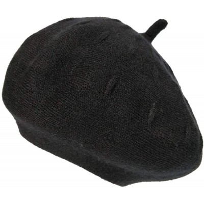 Berets Women French Wool Beret Knit Hats Beanie Hat Baggy Slouchy Winter Warm Fashion - Dd Black - C518Y958266 $20.55