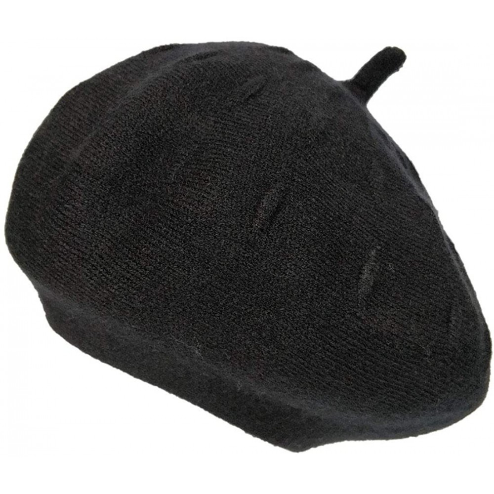 Berets Women French Wool Beret Knit Hats Beanie Hat Baggy Slouchy Winter Warm Fashion - Dd Black - C518Y958266 $11.21