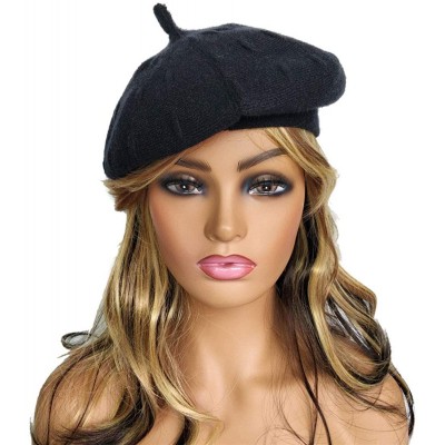 Berets Women French Wool Beret Knit Hats Beanie Hat Baggy Slouchy Winter Warm Fashion - Dd Black - C518Y958266 $11.21