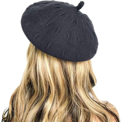 Berets Women French Wool Beret Knit Hats Beanie Hat Baggy Slouchy Winter Warm Fashion - Dd Black - C518Y958266 $11.21