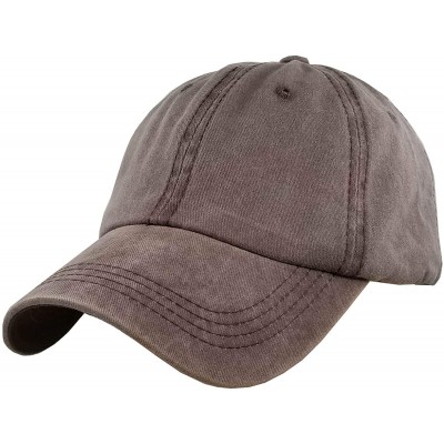 Baseball Caps Ponytail Baseball Hat Distressed Retro Washed Cotton Twill - Black+coffee - CN18NK60Y2M $15.23