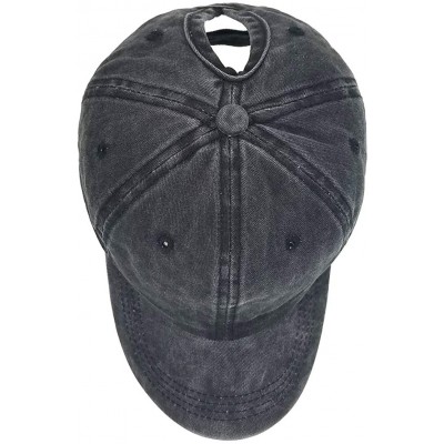 Baseball Caps Ponytail Baseball Hat Distressed Retro Washed Cotton Twill - Black+coffee - CN18NK60Y2M $15.23