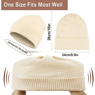 Skullies & Beanies Winter Beanie Hat Unisex Knit Thick Beanie Slouchy Skull Hat for Women Men Windproof Beanie Ski Cap - Beig...