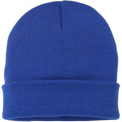 Skullies & Beanies Soft-Knit Turn Up Beanie Hat - Slouchy Beanie Hat - Royal - CX12NUVK317 $9.71