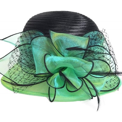 Sun Hats Cloche Oaks Church Dress Bowler Derby Wedding Hat Party S015 - Satin-green - CR17X0OM93H $55.45