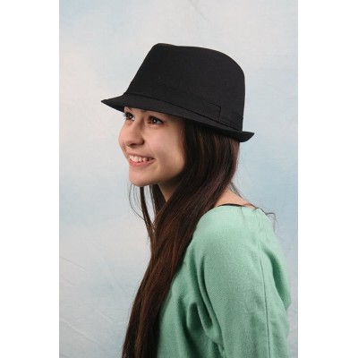 Fedoras Cool New Fedora Style Spring/Summer Hats P142 - Black - CW11DFQ145X $28.31