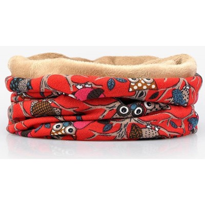 Skullies & Beanies Women's Multifunction Hat owl Skull Cap Scarf - Red Plus Cashmere - CQ1889UGHD4 $16.26