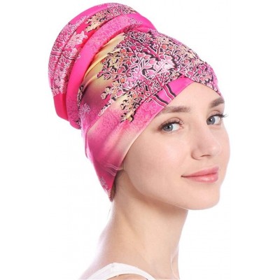 Visors Women Islamic Muslim Hijab Turban Hat Headwrap Scarf Cover Chemo Cap Newly 2019 New - Hot Pink - CJ18ONIM4YU $7.49