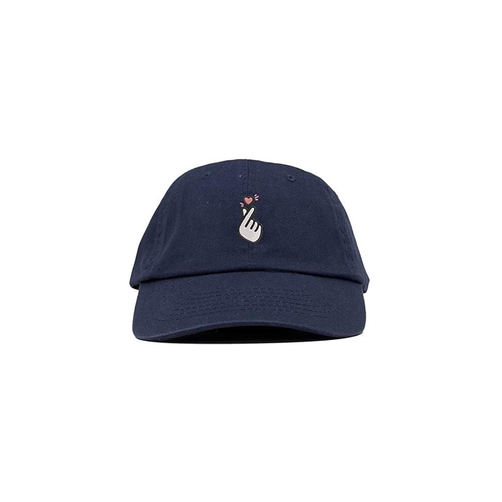 Baseball Caps Kpop Heart Symbol Embroidered Low Profile Soft Crown Unisex Baseball Dad Hat - Vc300_navy - CV18SC8Y8CX $17.32