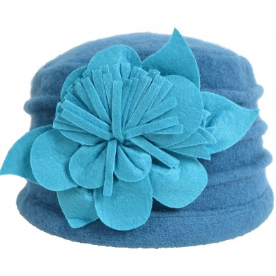 Bucket Hats Women's Wool Dress Church Cloche Hat Bucket Winter Floral Hat - Floral-turquoise - C412MY37V0R $16.88