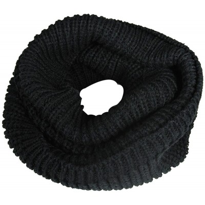 Skullies & Beanies Winter Warm Knitted Infinity Scarf and Beanie Hat - Black - CF12FLPTFP1 $12.92