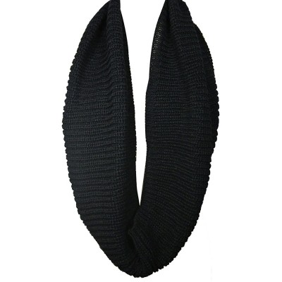 Skullies & Beanies Winter Warm Knitted Infinity Scarf and Beanie Hat - Black - CF12FLPTFP1 $12.92