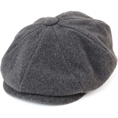 Newsboy Caps Men's Oversize XXL Wool 8 Quarter Satin Lined Winter Newsboy Cap - Charcoal - CM18IDQN5Z5 $36.74